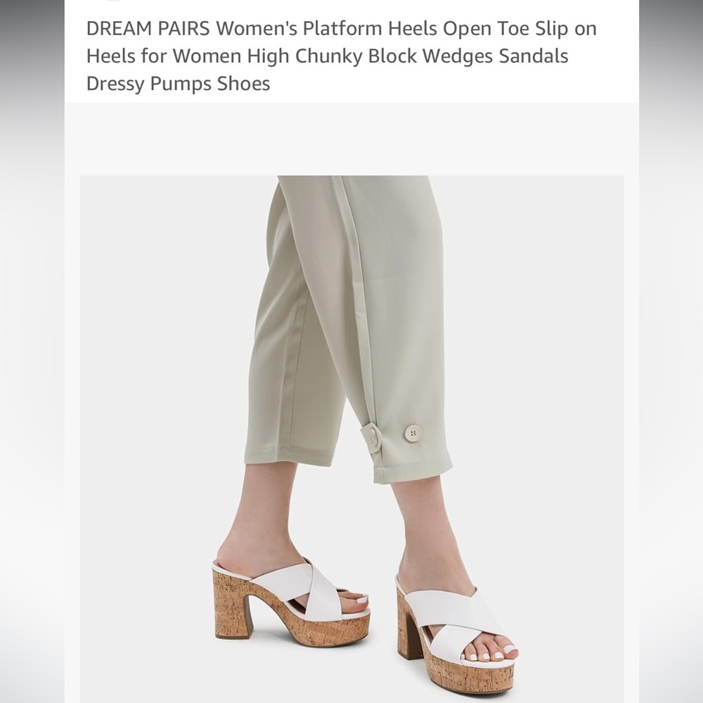 Dream Pairs Open Toe White Platform Sandals Size 7 Excellent Used Condition - Picture 2 of 5